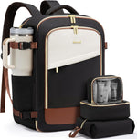 LOVEVOOK 40 Liter travel backpack for women front view in black and beige