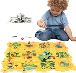 XAZASTOV plastic floor puzzle track car play set packaging box front view featuring dinosaur theme graphics.