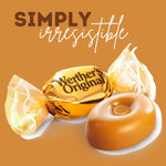 Sweetzo Werther's Original Caramel Hard Candies filling an office reception glass jar.
