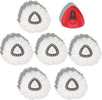 Homsis mop head replacement six pack front view showcasing premium white microfiber refills