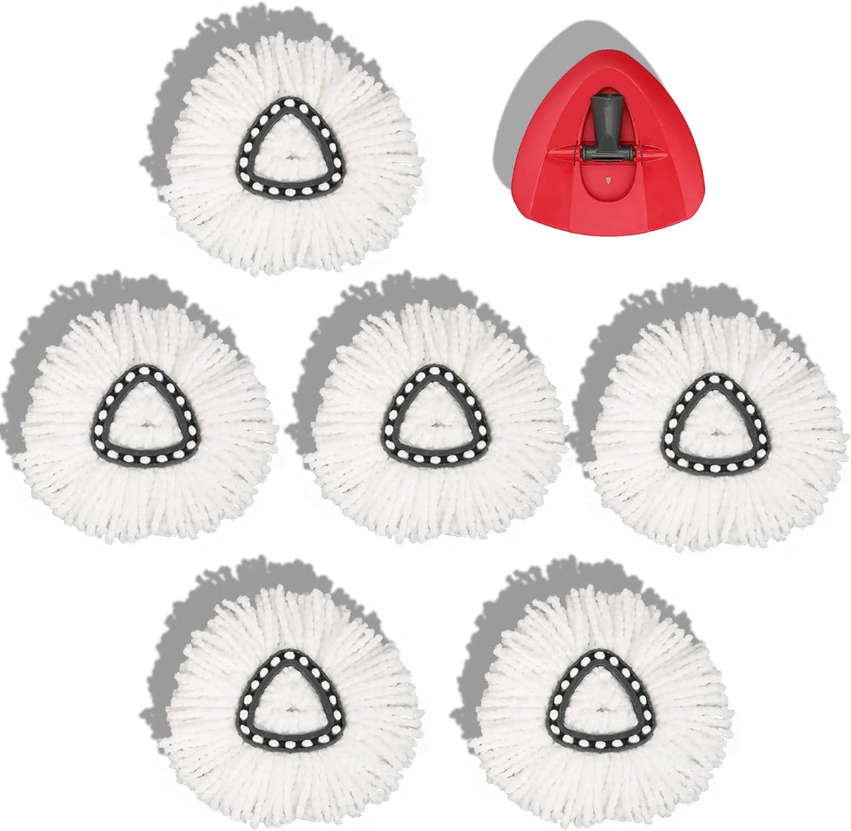Homsis mop head replacement six pack front view showcasing premium white microfiber refills