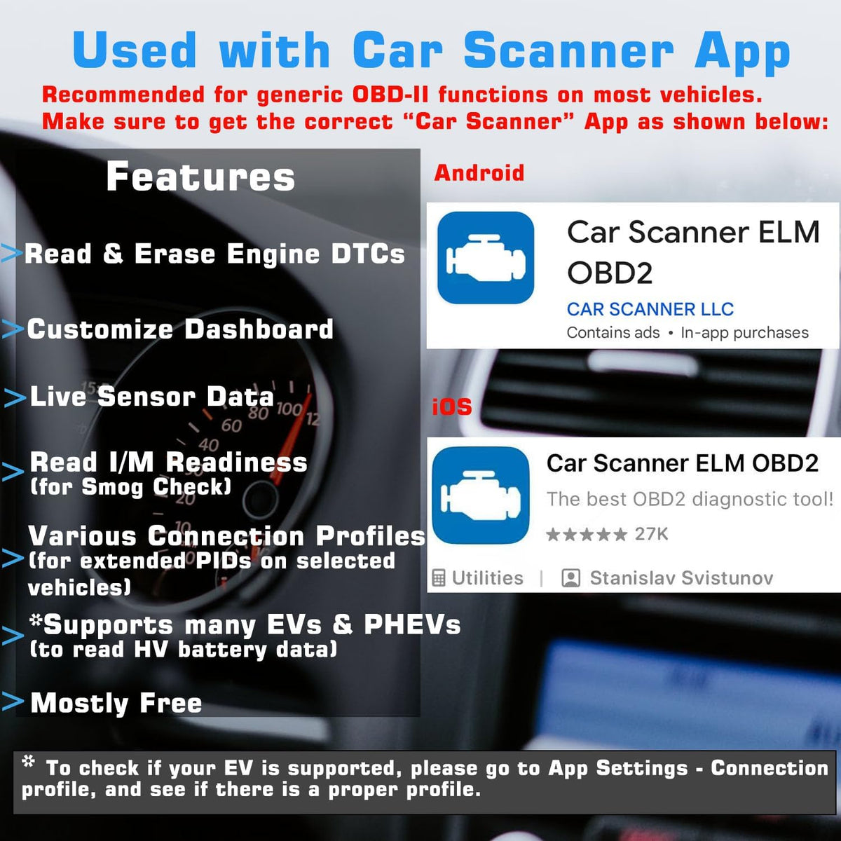 Veepeak OBD2 scanner plugged into car port