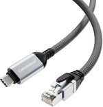 CableGeeker Ethernet to USB-C cable front view showing braided design