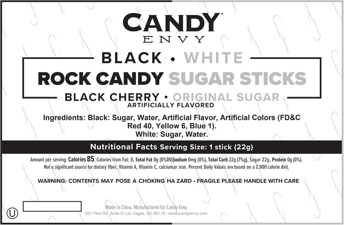Assorted black and white rock candy for party favors
