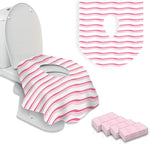 AlfaDeal extra large disposable toilet seat covers packaging front view showing pink waves design travel essential