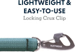 Locking Crux Clip mechanism on Ruffwear green dog leash
