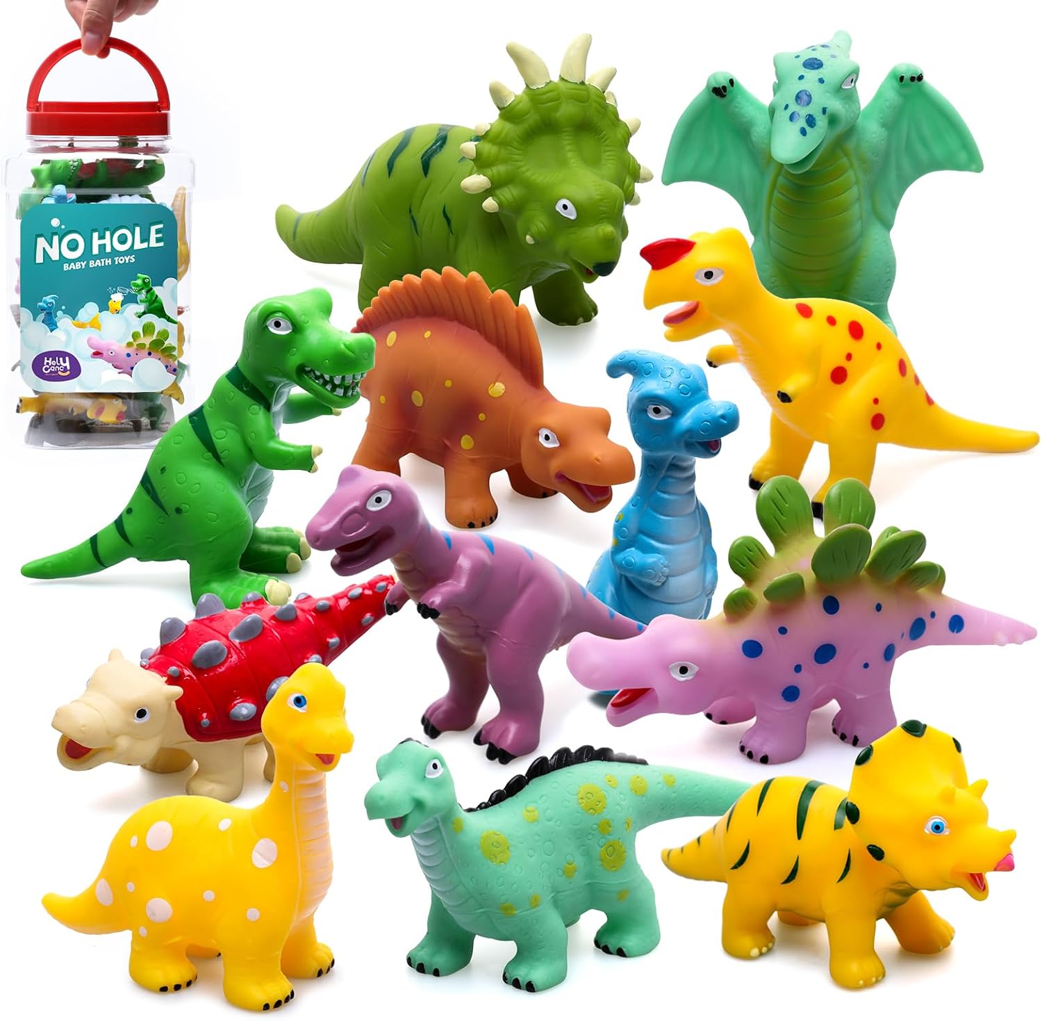 Hely Cancy 12 Piece Dinosaur Bath Toys Set front view