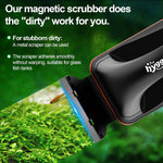 Hygger dual blade algae scraper showing the interchangeable stainless steel and plastic blades