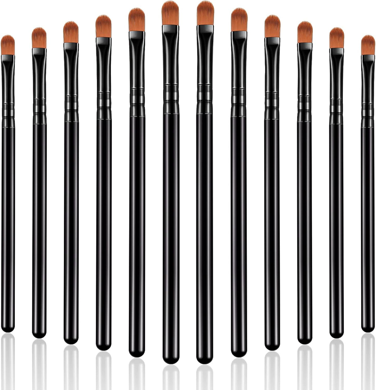 Patelai small flat concealer brush set front view showing twelve black synthetic fiber makeup brushes