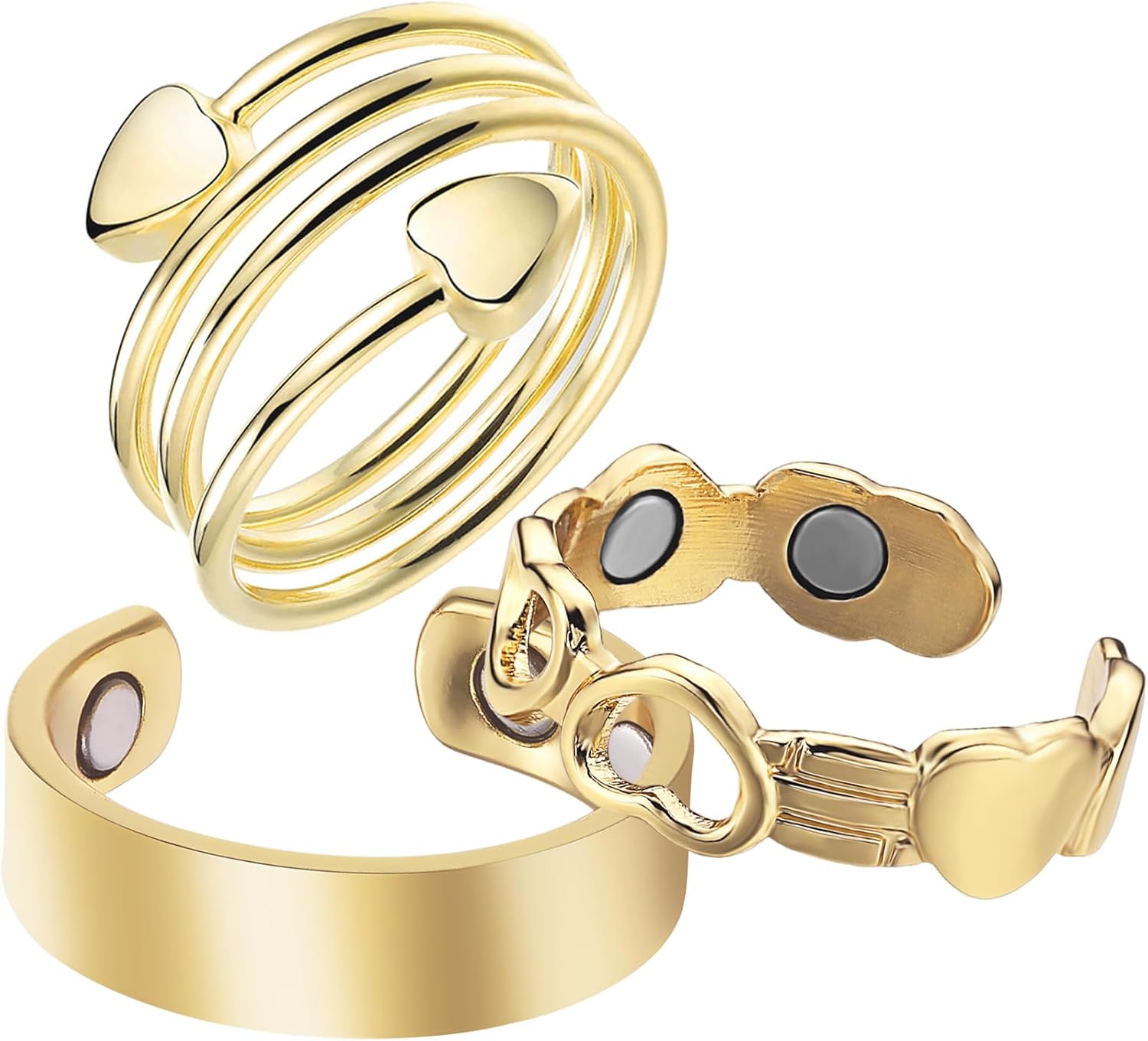 BioMag Copper Rings for Women, 99.99% Pure Copper Magnetic Rings Thumb Rings for Lymphatic Drainage, Adjustable Jewelry Gifts for Women - Image 1