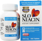 Slo-Niacin Vitamin B3 500 mg slow release heart wellness supplement front view.