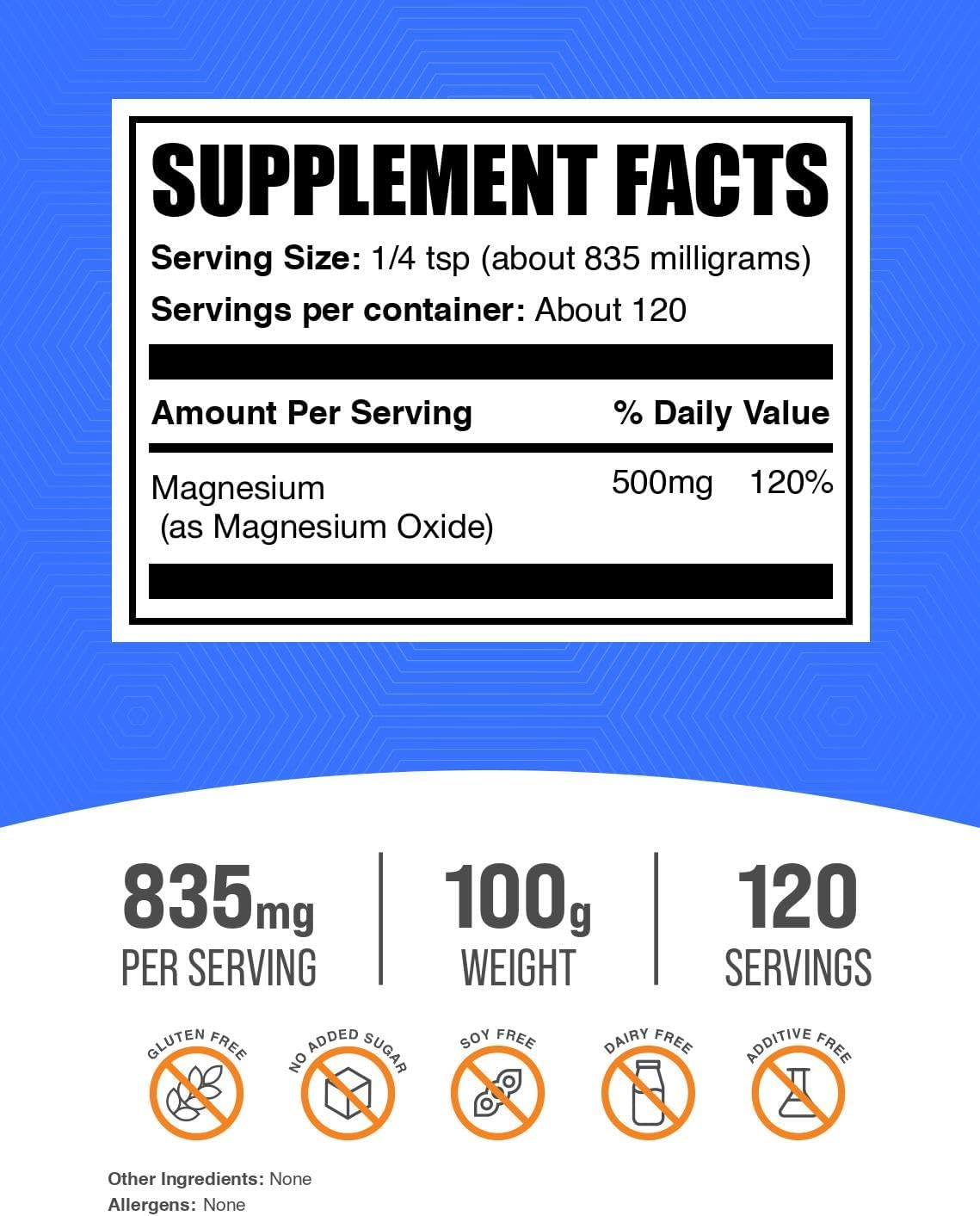 BulkSupplements Magnesium Oxide unflavored powder texture close up view
