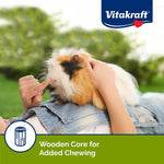 Vitakraft honey and orchard fruit flavor treats showing the natural wooden chew center for small pets