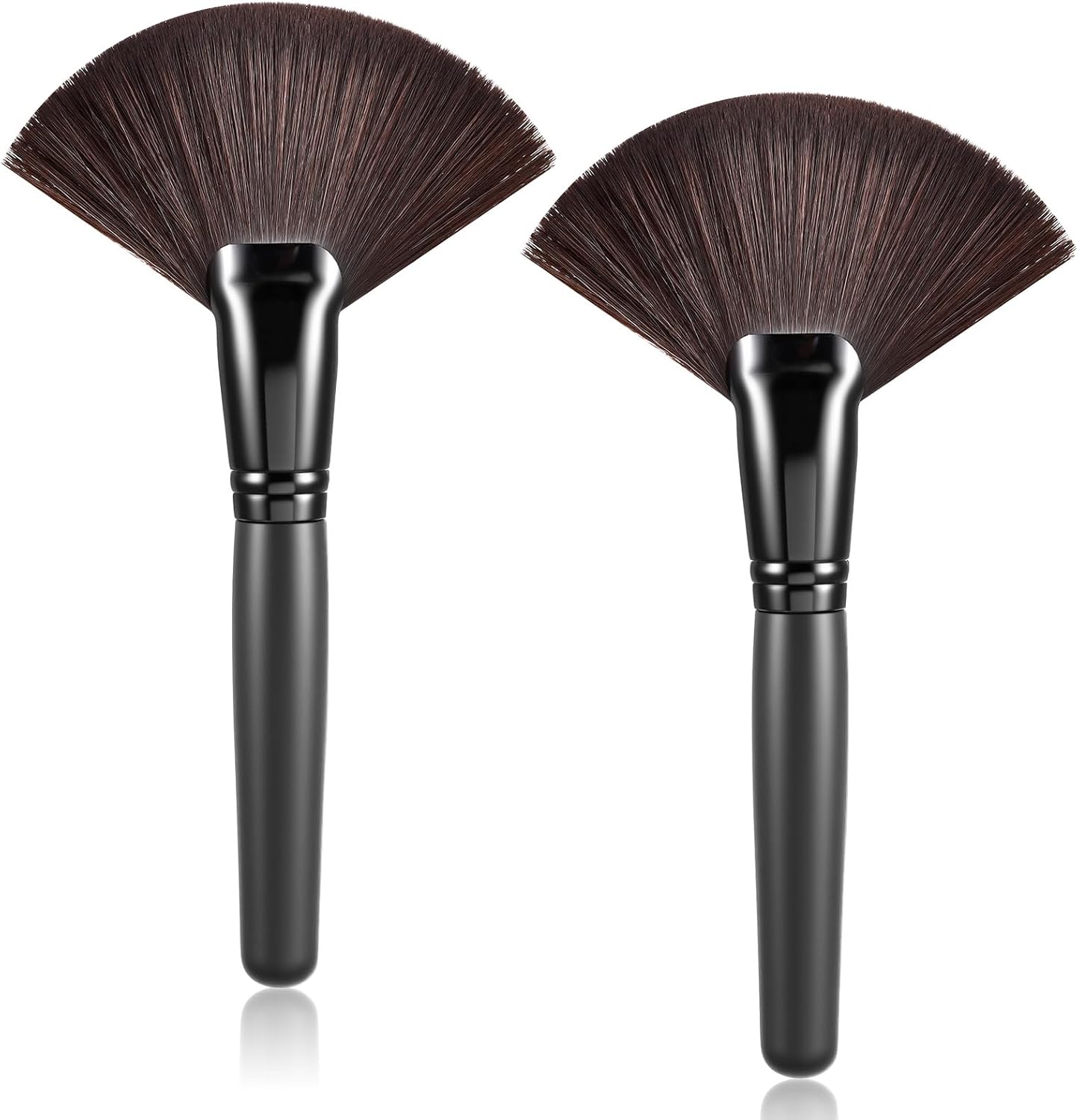 FdcZeyxior Fluffy Fan Makeup Brush front view of the two piece cosmetic brush set
