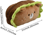 Eyintlofc cute bear cosmetic bag showing dual zippers