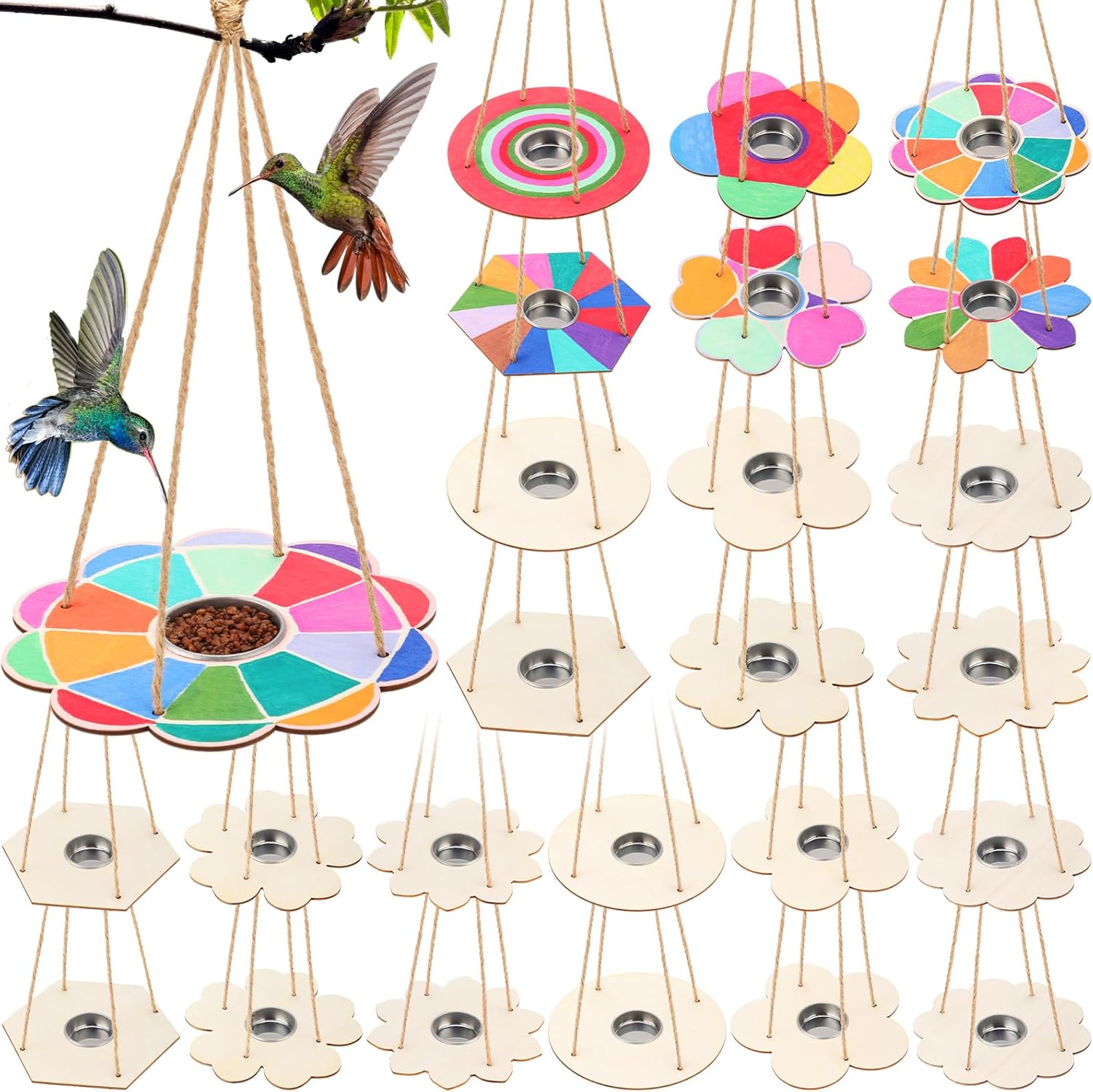 DoubleFill 24 Pcs Bird Feeder Craft Kit front view