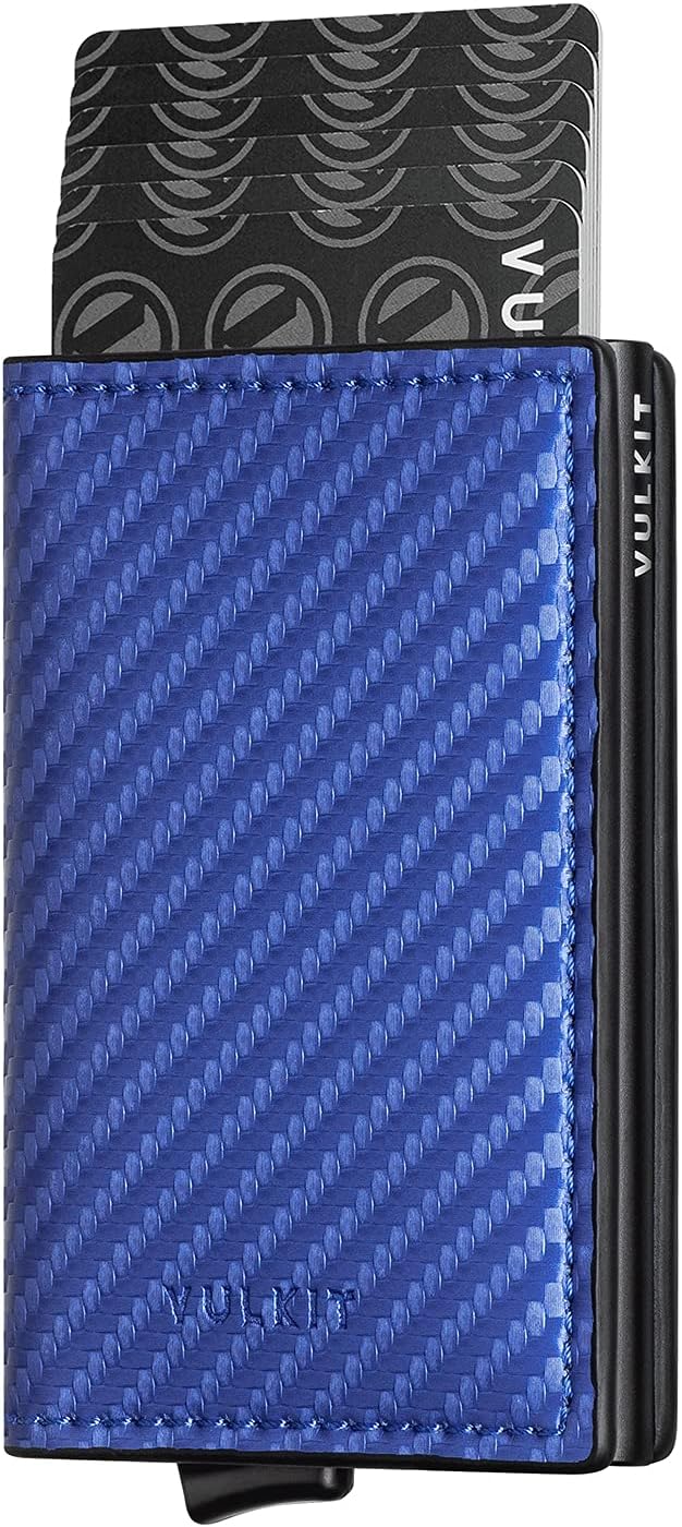 VULKIT Credit Card Holder RFID Blocking Leather Automatic Pop Up Wallet Aluminum Pocket Business Card Case - Image 11