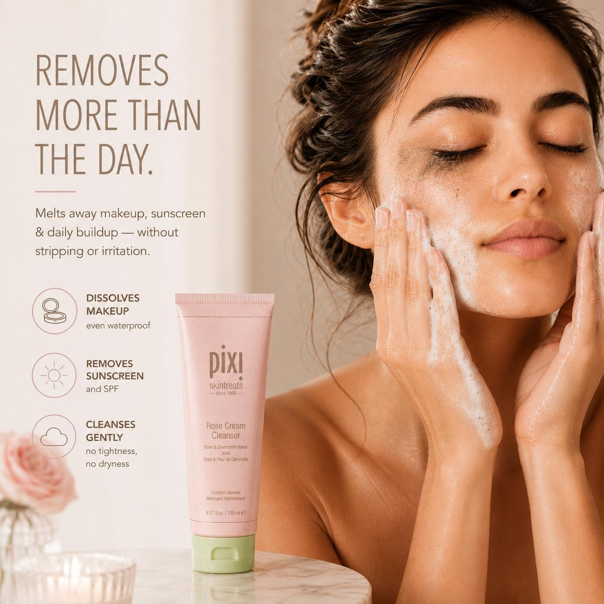 Pixi Beauty skincare range featuring Rose Cream Cleanser