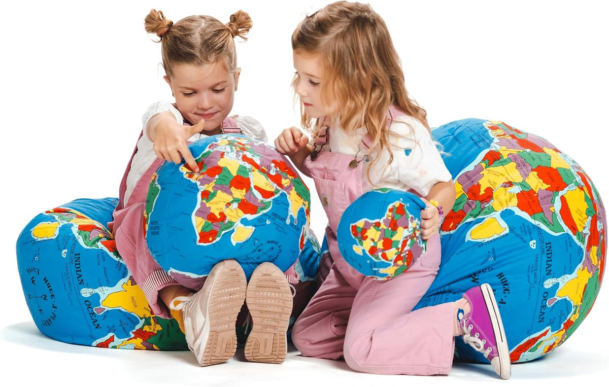 Hugg-A-Planet globe featuring the interactive Velcro pocket design