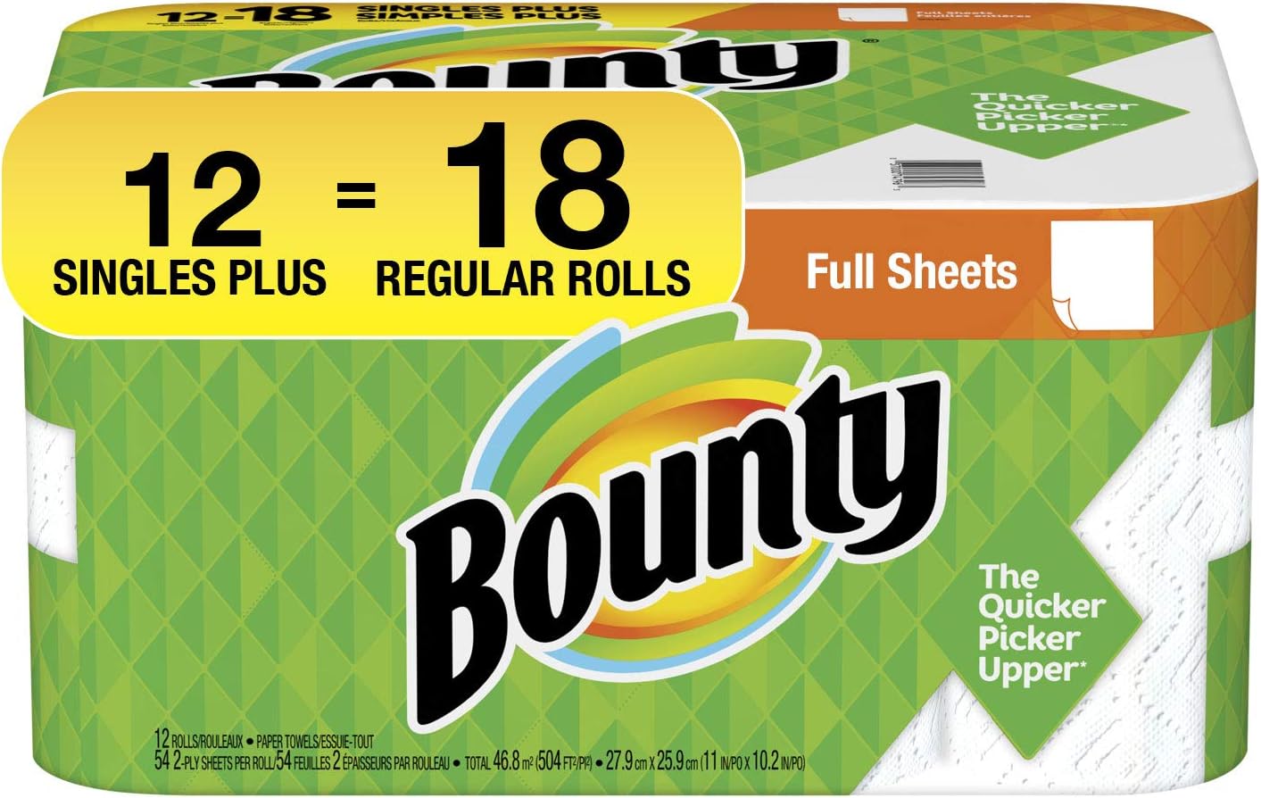 Bounty 2-ply Paper Towel Giant Rolls, 11" X 10 1/4", White , 20 Fluid Ounce - Image 1