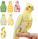 Nuanchu reusable bird diapers front view showcasing fruit themed prints for parrots.