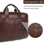 Augus waterproof leather laptop bag interior pockets