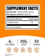 BulkSupplements unflavored gluten free glutamate powder for gut health nutrition details