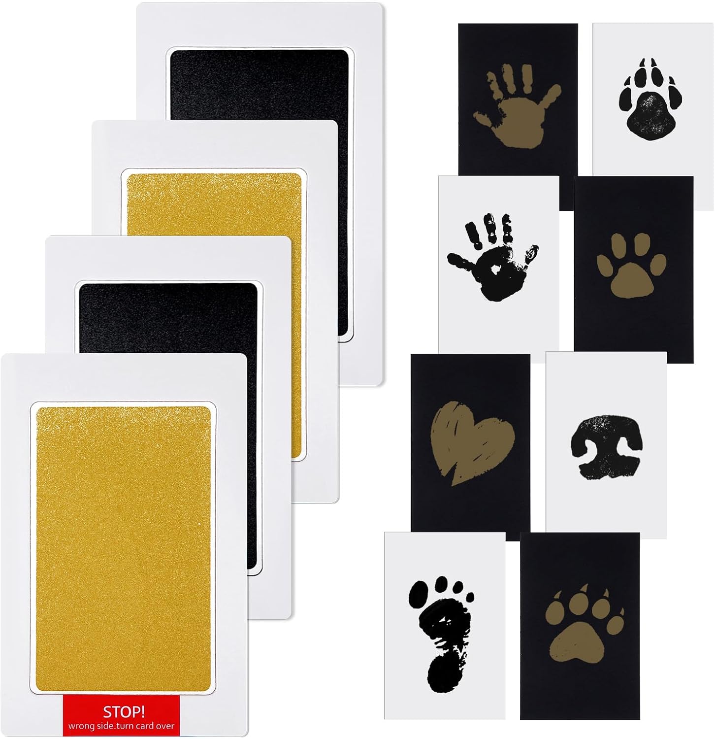 Vinmooog inkless hand and footprint kit front view showing gold and black ink pads