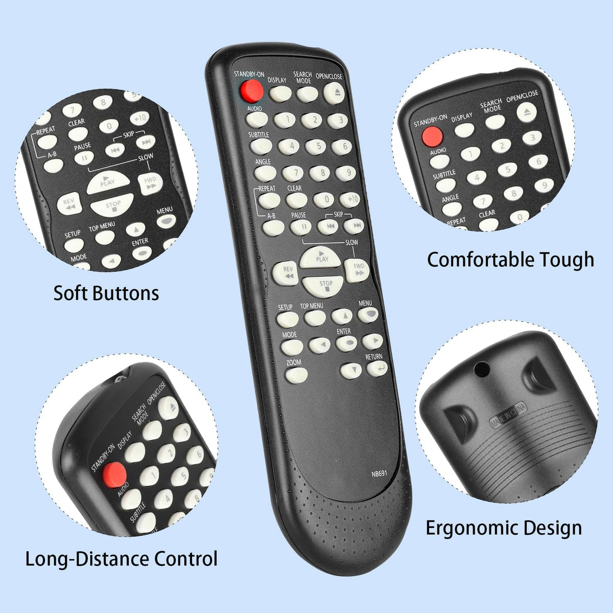 Ctrlbetter NB691UD remote control keypad and button layout
