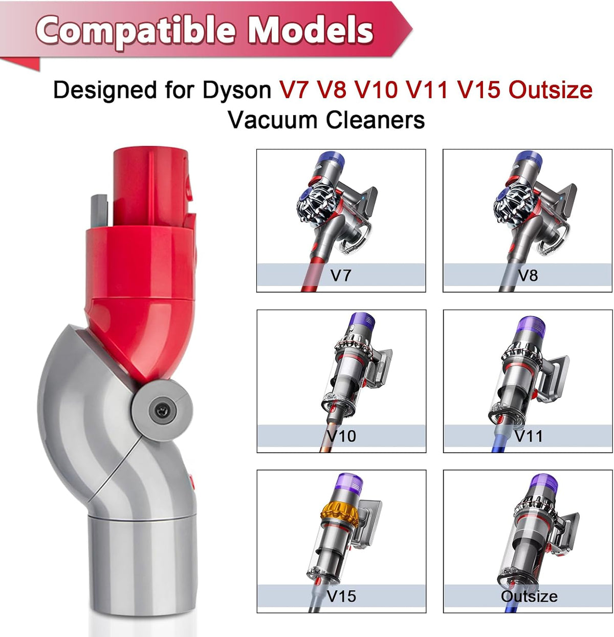 Multi angle 180 degree rotation view of Dyson replacement adapter