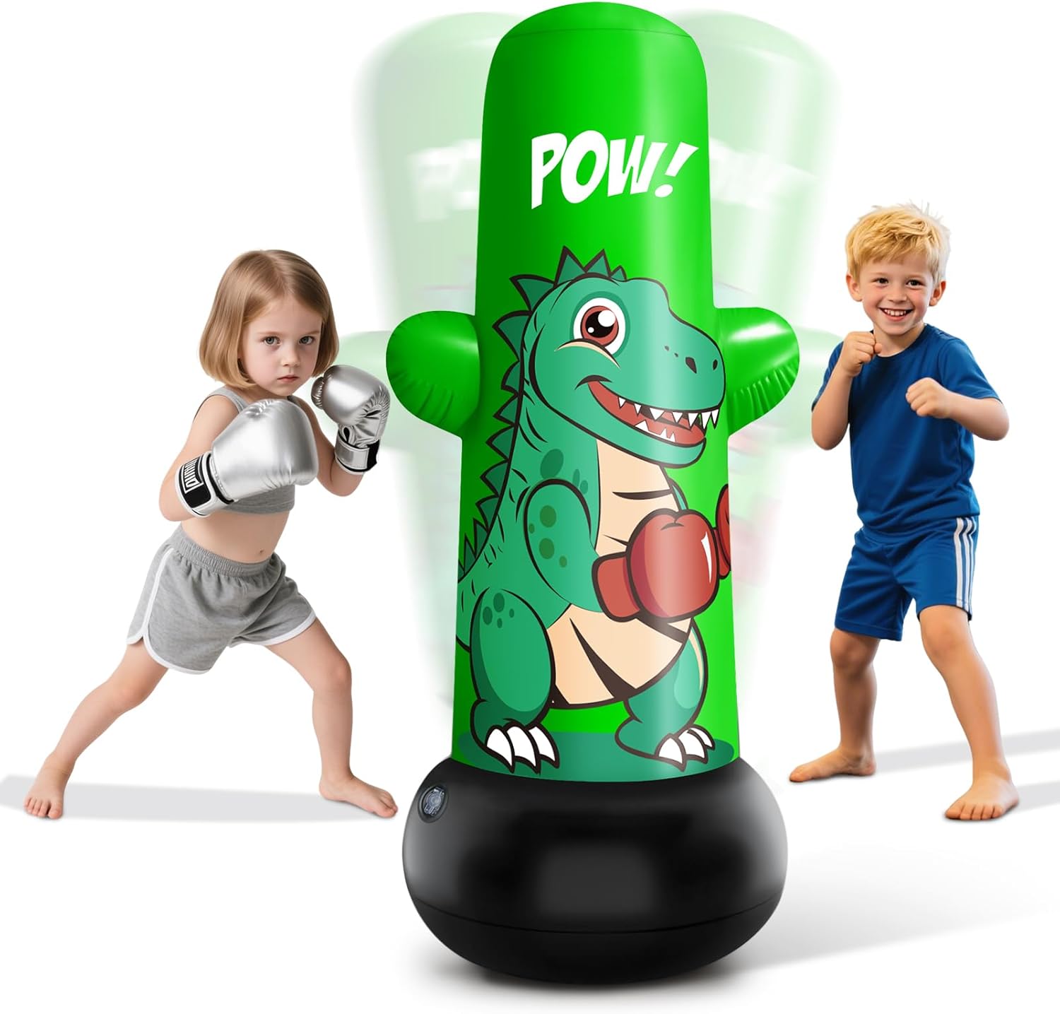 Juoifip Inflatable Dino Punching Bag front view for kids active play