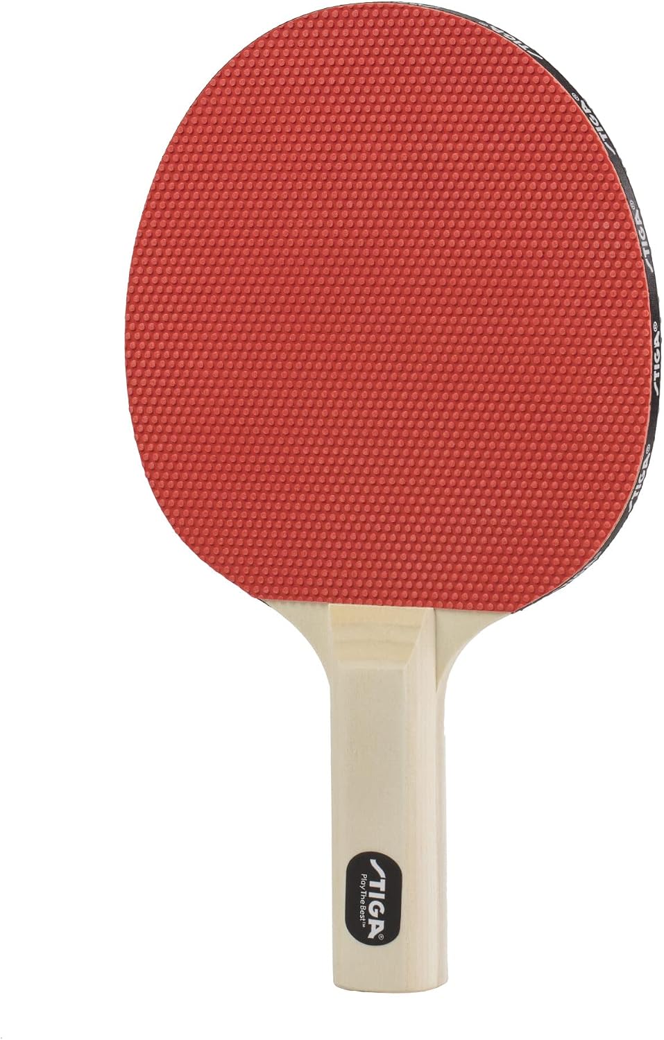 STIGA table tennis racket close up of ergonomic wooden handle