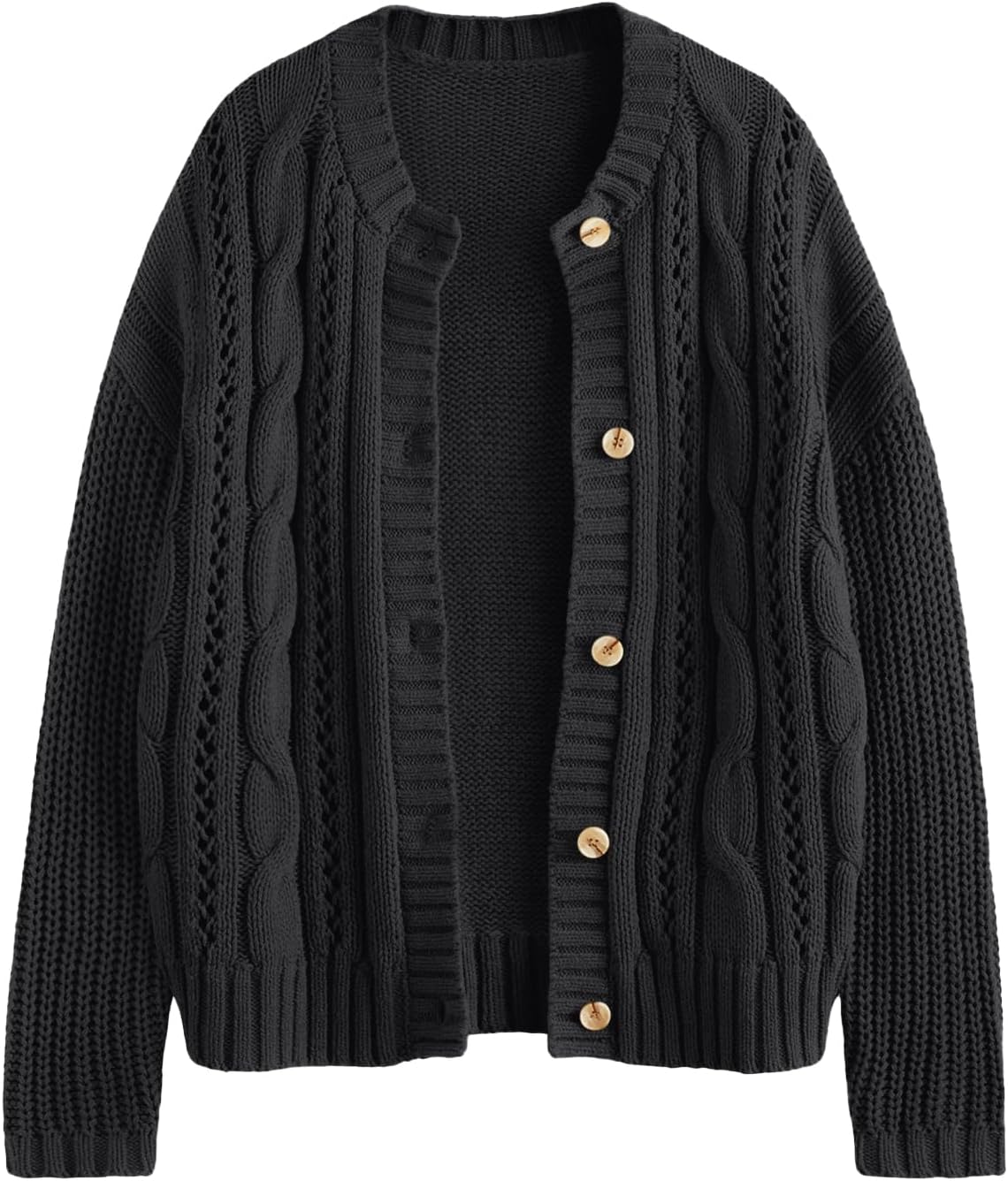 LILLUSORY Women Cable Knit Cardigan Sweaters Cotton Button Up Chunky Outfit | Crochet, Open Front, Cozy Knit, Oversized, Trendy Fall Outfits, Winter Clothes, 2026 Outerwear - Image 9