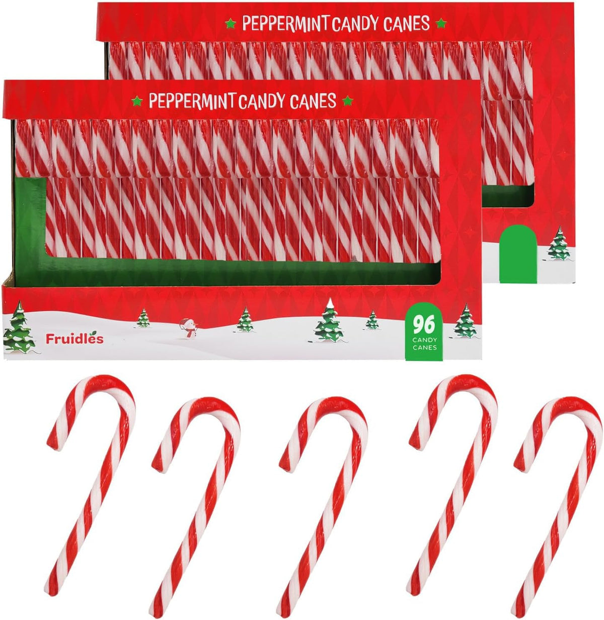 Fruidles festive winter holiday candy canes pack top view overview