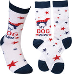 Primitives by Kathy My Dog 2020 unisex socks front view novelty footwear