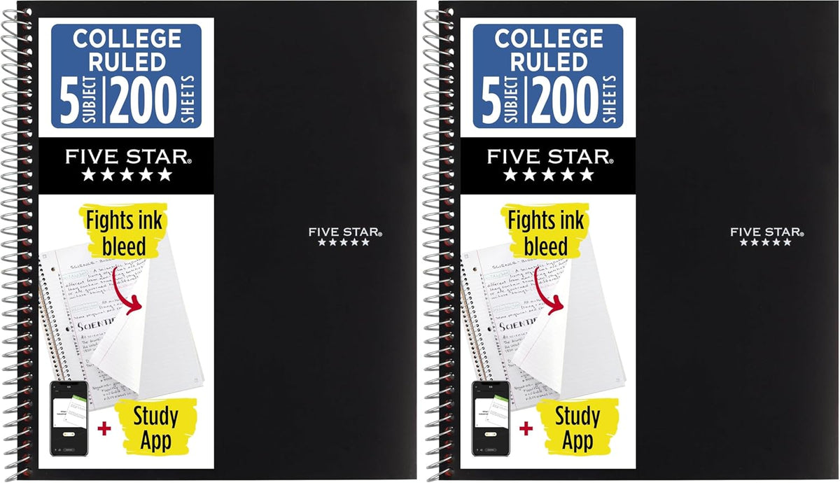 Five Star Spiral Notebook + Study App, 5 Subject, College Ruled Paper, 8-1/2" x 11", 200 Sheets, Fights Ink Bleed, Water Resistant Cover, Amethyst Purple (38748) - Image 15