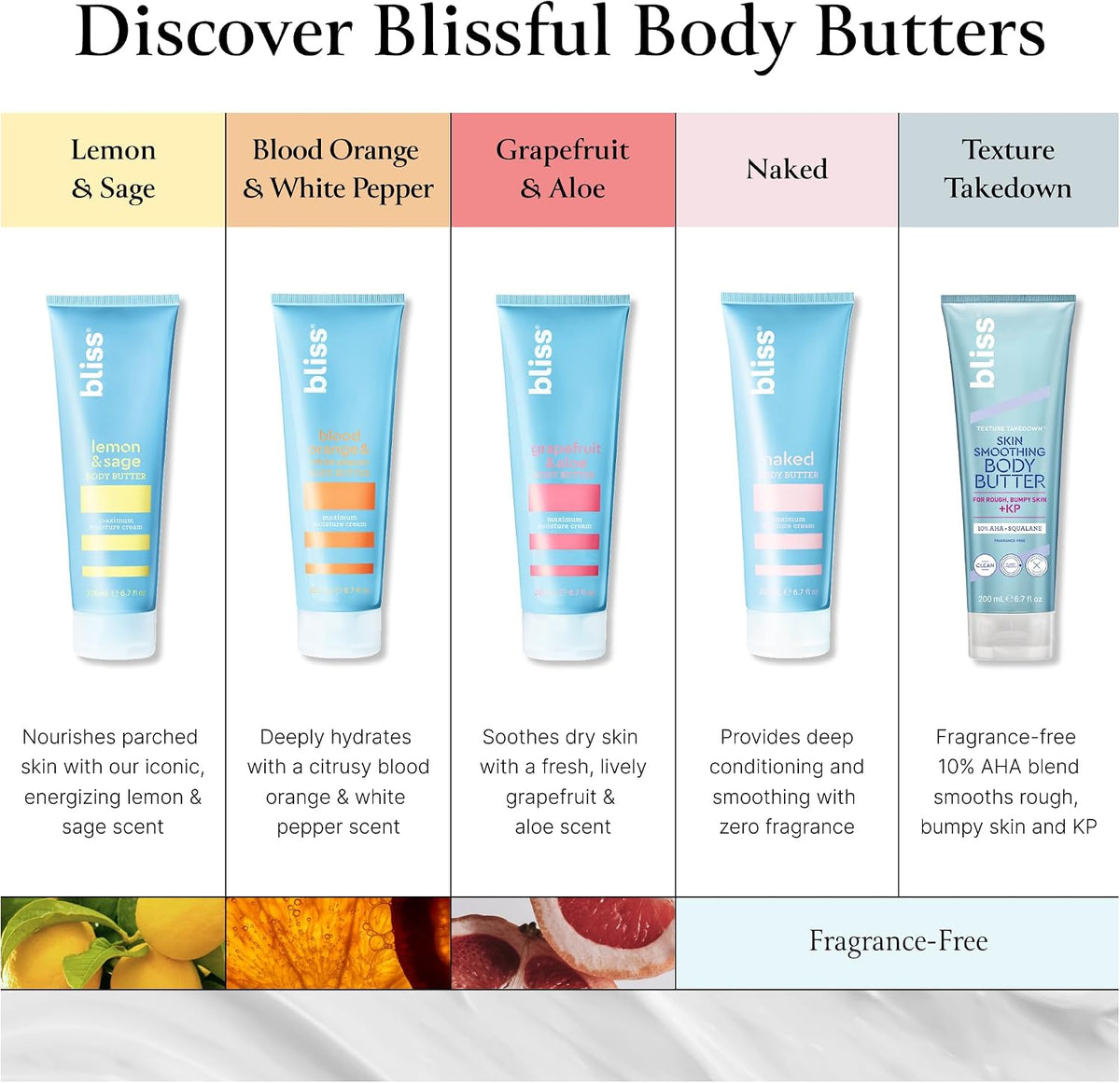 Bliss cruelty-free and paraben-free body butter ingredients view