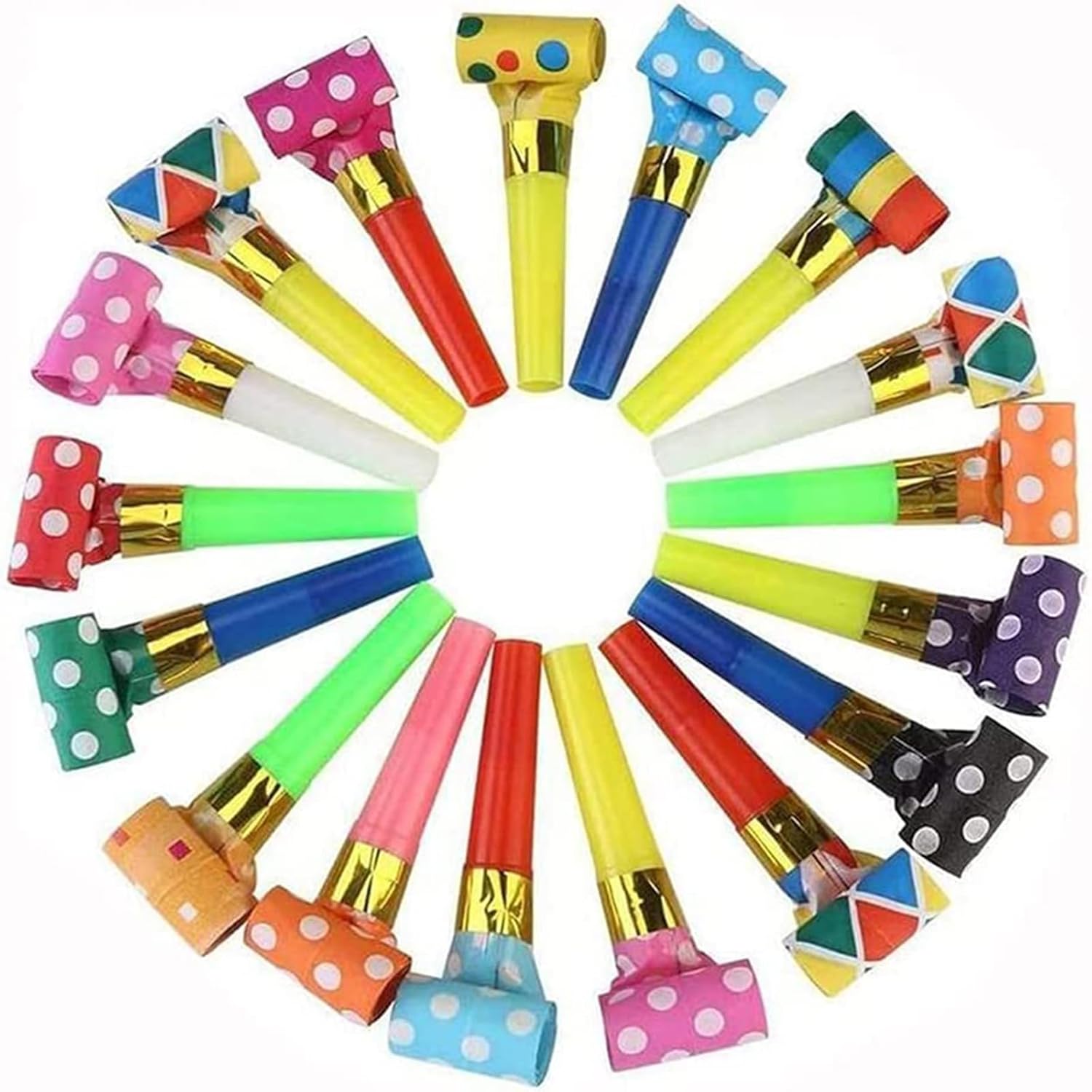 Democratido 25 piece party blower noisemakers set front view