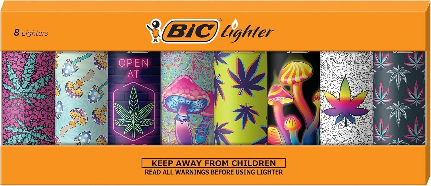 BIC Maxi Pocket Lighter, Special Edition Counterculture Series, 8 Count Pack of Lighters - Image 1