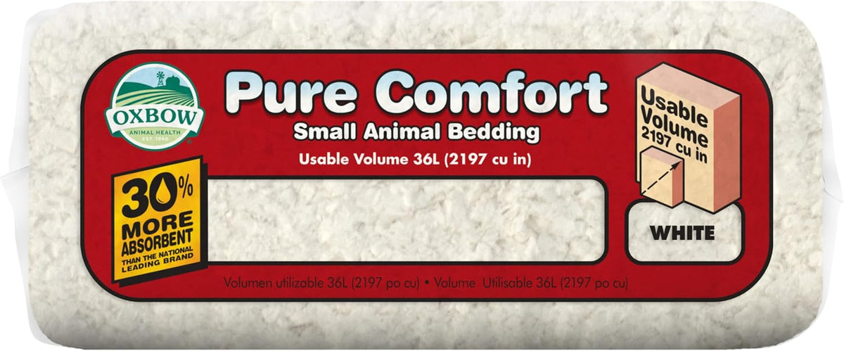 Back label of Oxbow Pure Comfort bedding showing product features