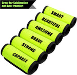 Vivinin vibrant green luggage tags arranged in a pack of six