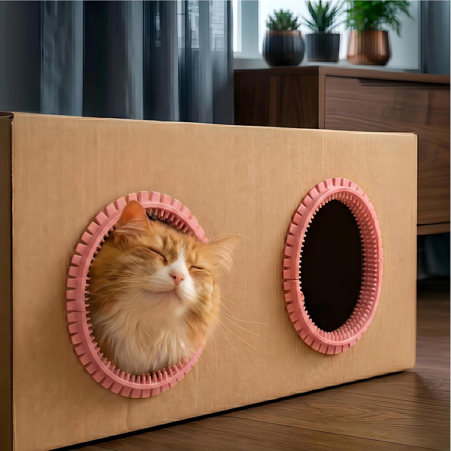 TWWidgon cat self groomer arch blush pink front view