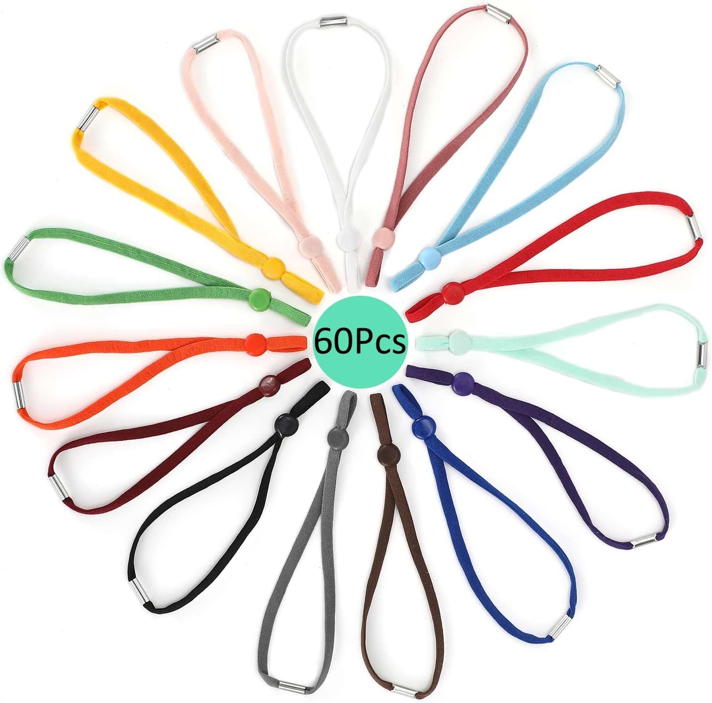 Hollosport stretchy whelping collars front view showing fifteen assorted colors of identification loops for newborn puppy litters.