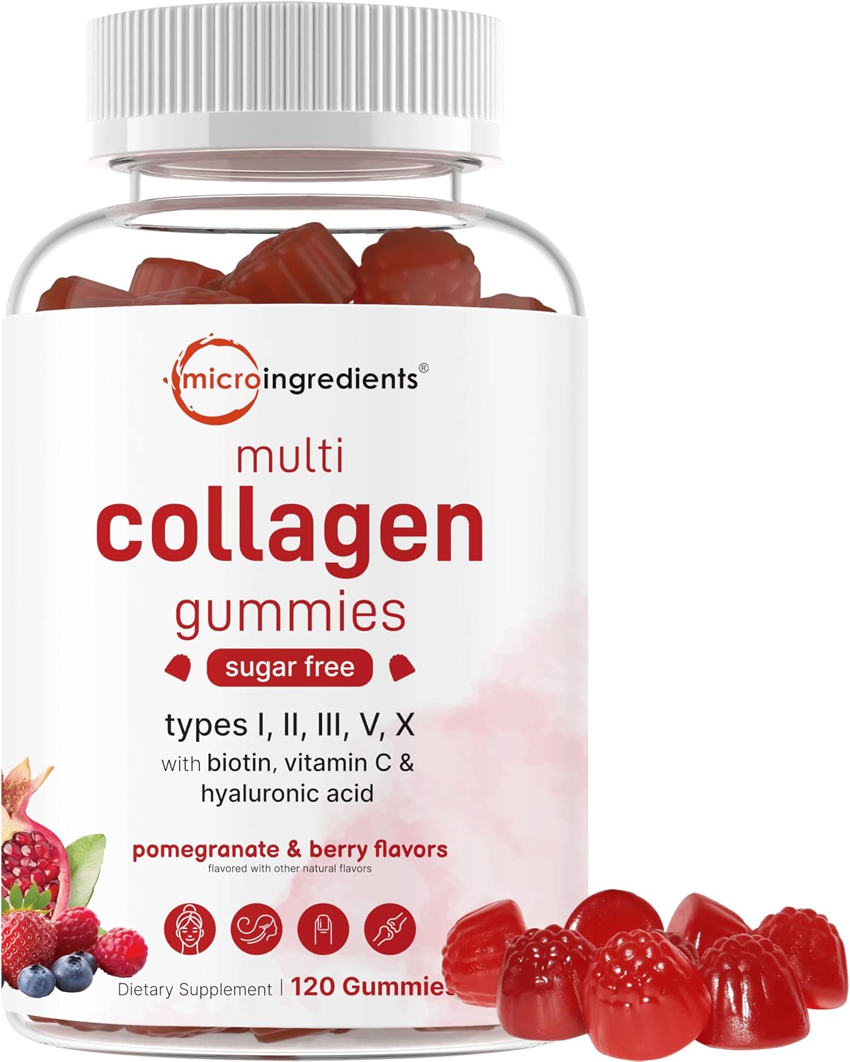 Micro Ingredients multi collagen gummies front view bottle packaging
