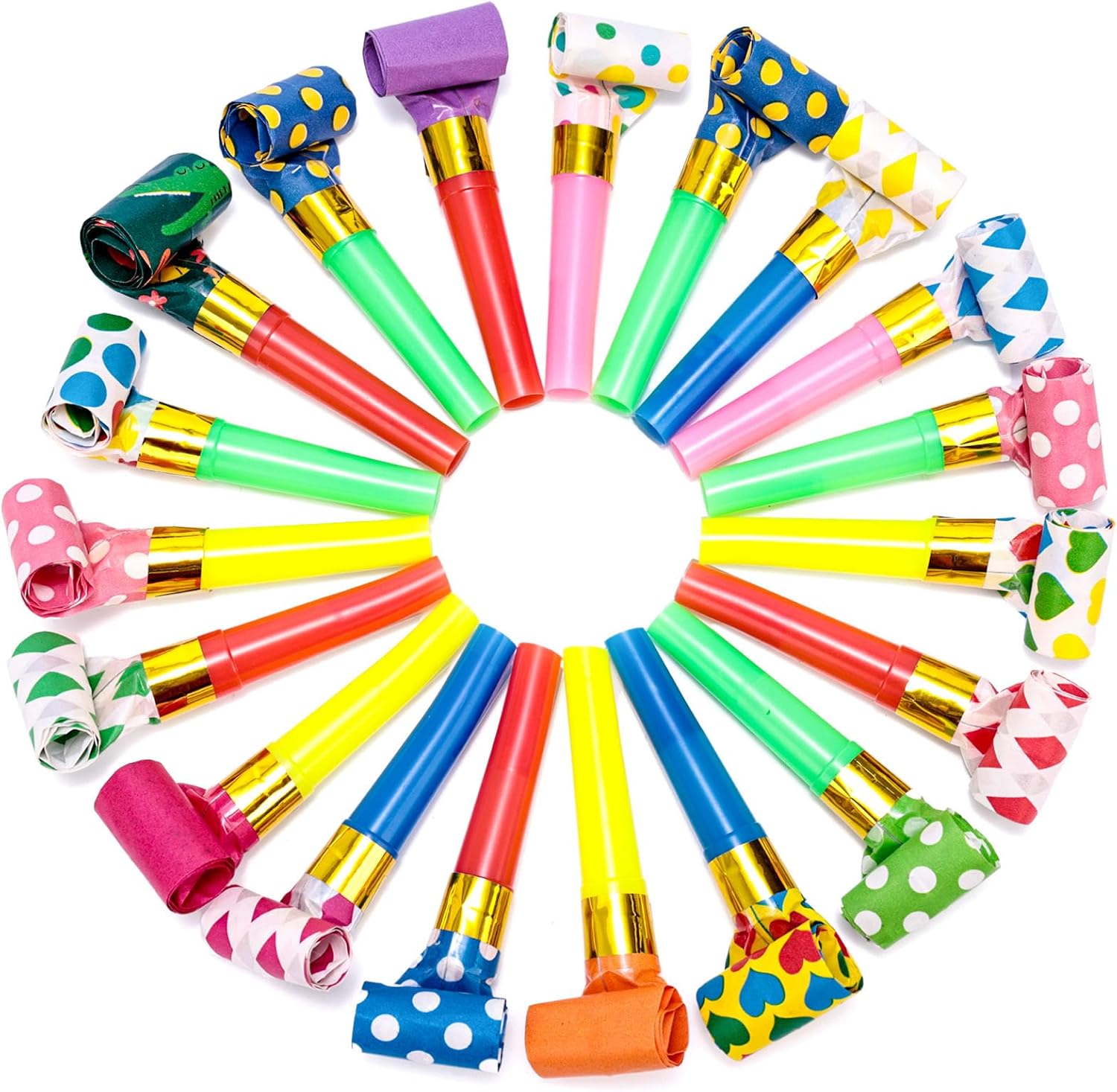 LovesTown 40 Piece Colorful Party Blowers set front view