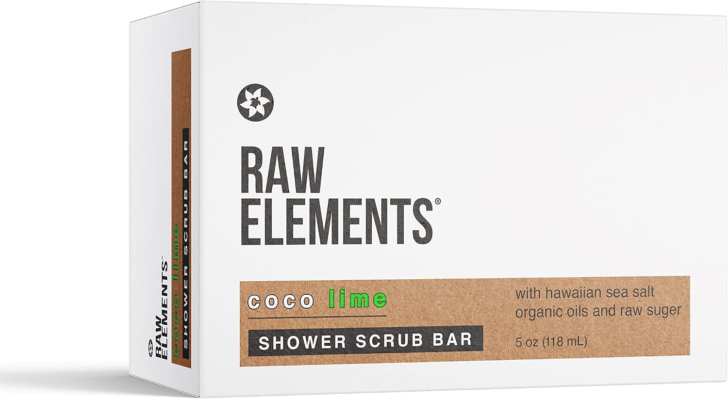 Sena Herbal Raw Elements Shower Scrub Bar Coco Lime front view exfoliating body bar