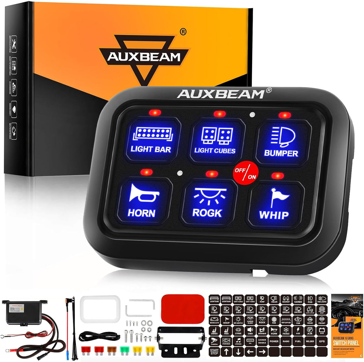 Auxbeam BB80 8 Gang Switch Panel for Truck Car RV Boat Golf Cart, 12-24V | Universal Circuit Control Relay System, Automatic Dimmable, On-Off LED Switch Control Panel, Waterproof, 3 Years Warranty - Image 11