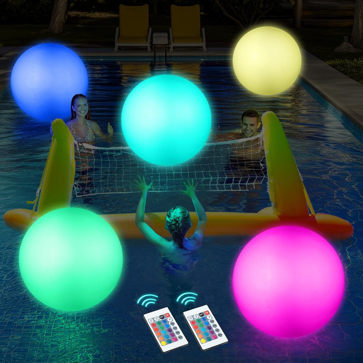 Icnice LED beach ball 4 pack front view floating pool lights