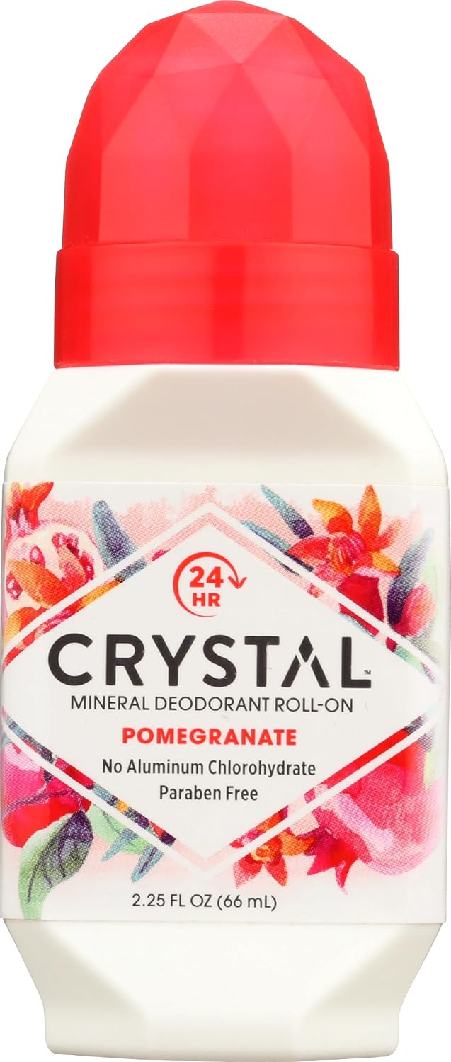 Crystal pomegranate mineral roll-on deodorant front view