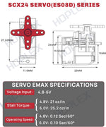 Hoplex micro RC servo motor side profile and gear details